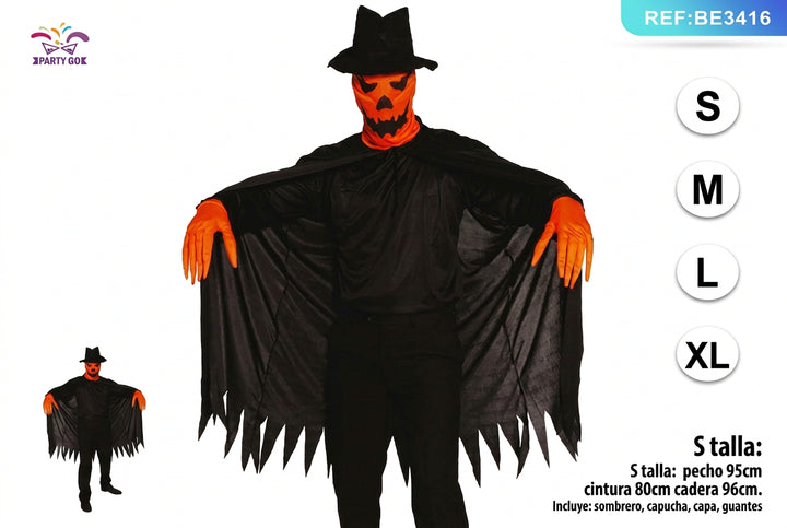 Conjunto Asesino Calabaza con Capa y Sombrero