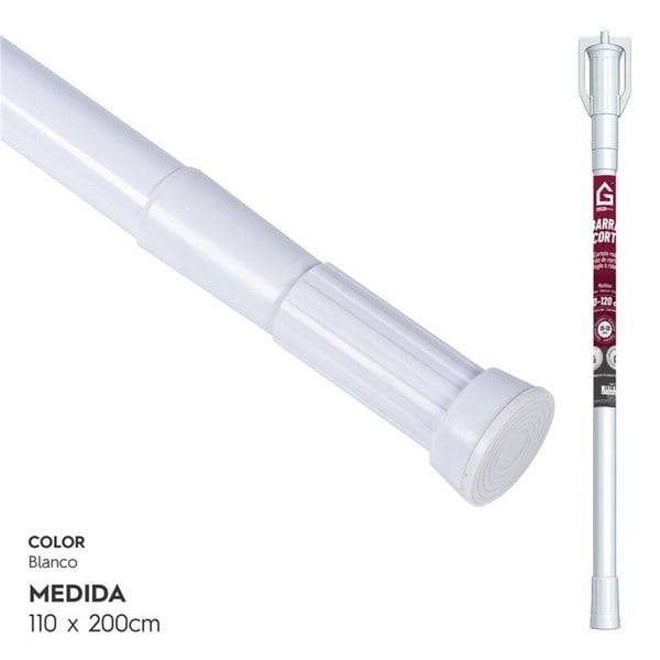 BARRA CORTINA EXTENSIBLE 110-200CM BLANCO