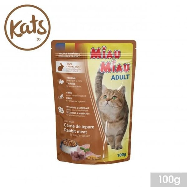 KATS Sachet Comida para Gatos Adulto Conejo en Salsa 100g