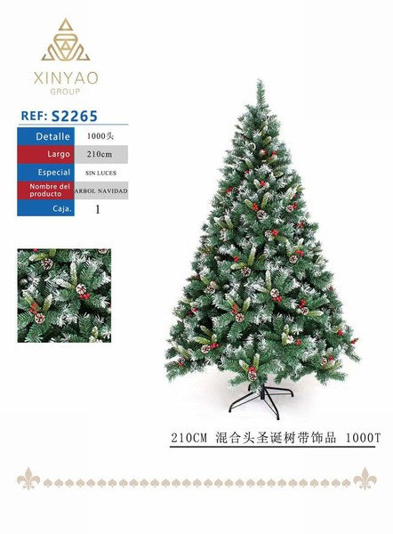 Árbol Navidad 210cm Con Adorno 1000T