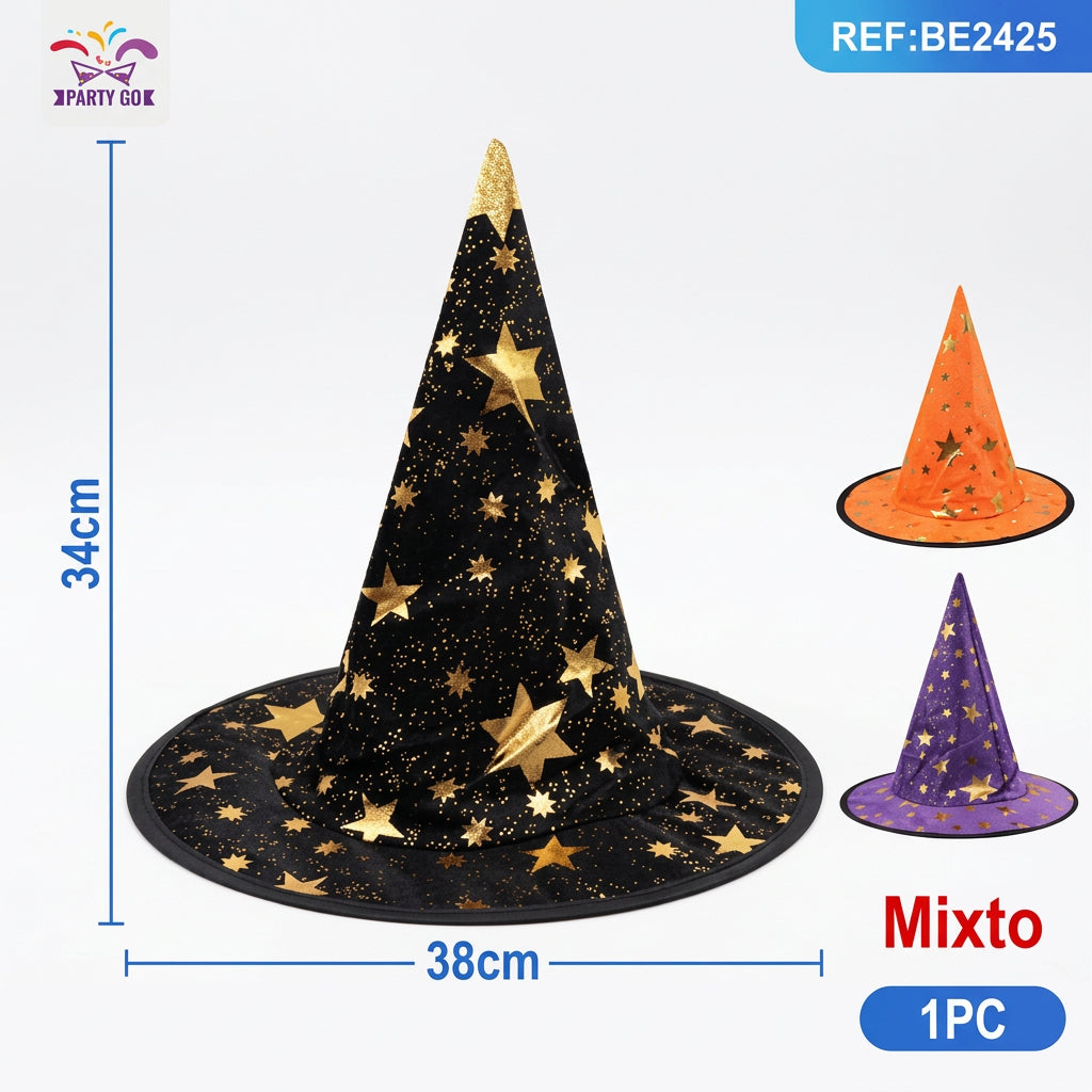 SOMBRERO HALLOWEEN ESTRELLA DORADA MEZCLA
