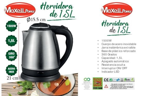 HERVIDORA ACERO INOXIDABLE 1.5 LITROS
