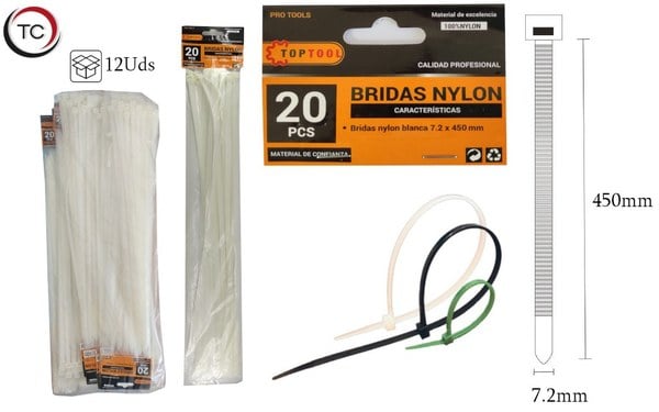 BRIDAS BLANCAS 7.2x450MM 20PCS