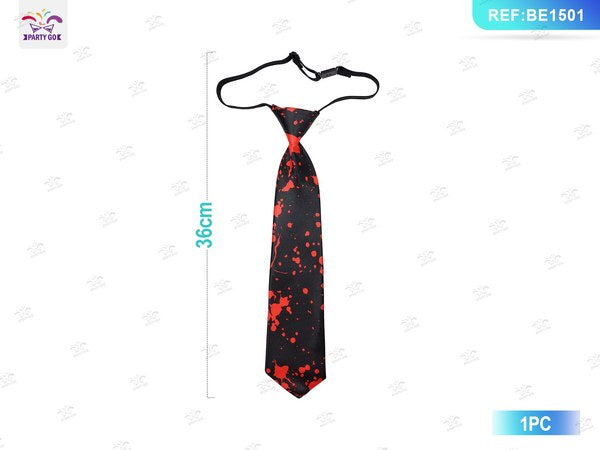 Corbata Halloween Negra con Salpicaduras Rojas