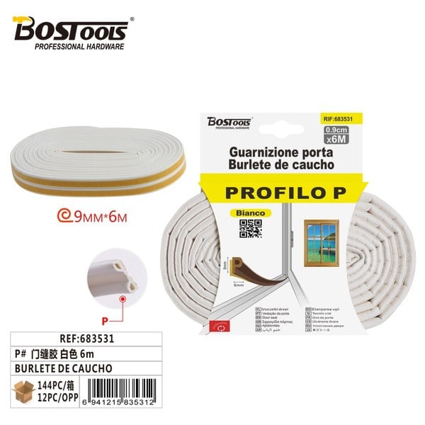 Burlete de Caucho Blanco 6M
