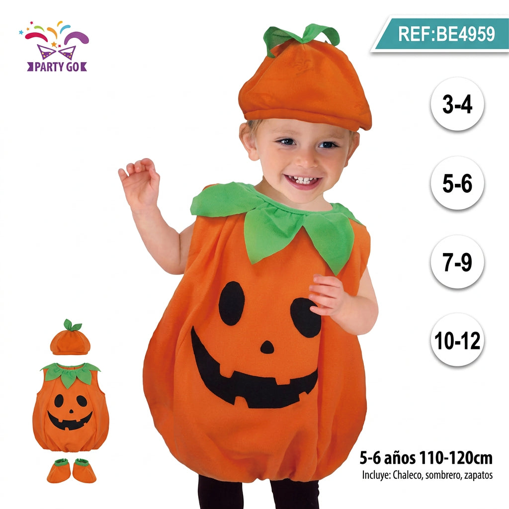 Traje Infantil de Calabaza Unisex (5-6 años)