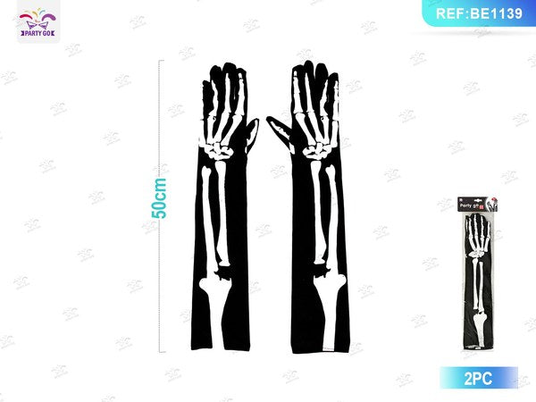 GUANTES LARGOS CON HUESOS PARA HALLOWEEN