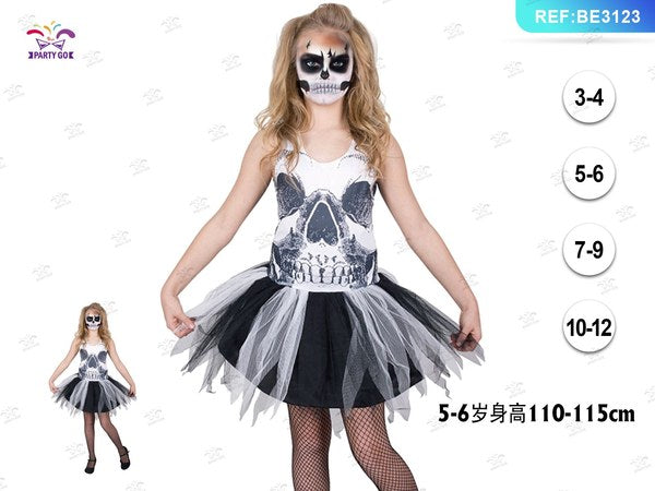 Disfraz de Falda Calavera para Niña