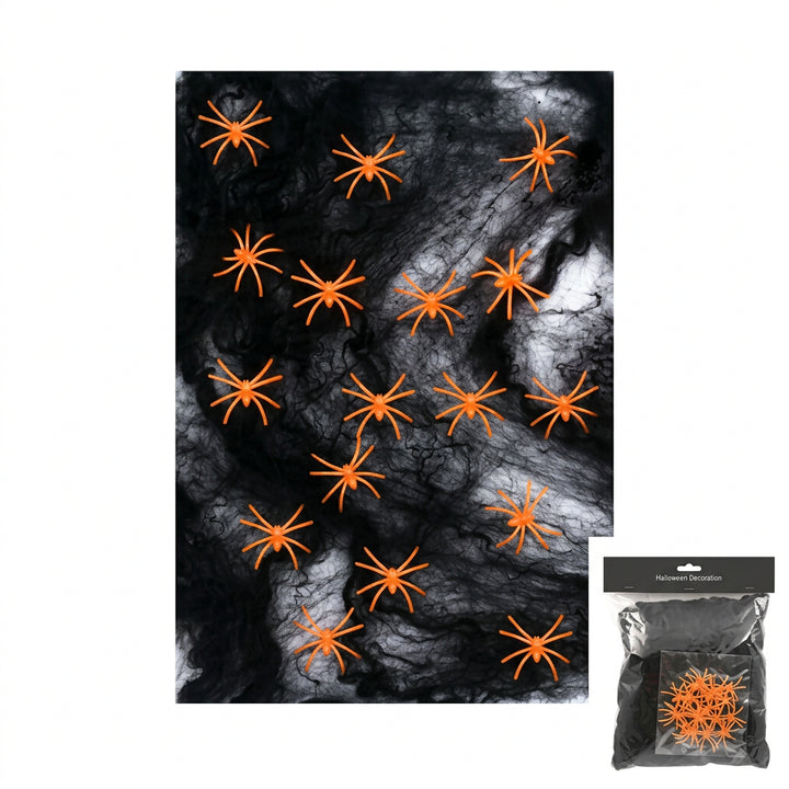 Tela de Araña Negra Halloween 200g con 20 Arañas