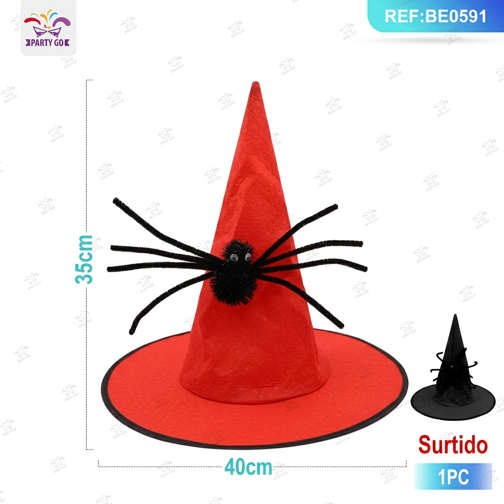 Gorro de Halloween con araña 38x34cm 1ud
