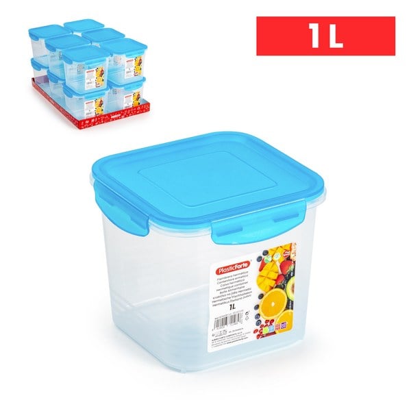 Fiambrera Hermética Cuadrada 1L Azul