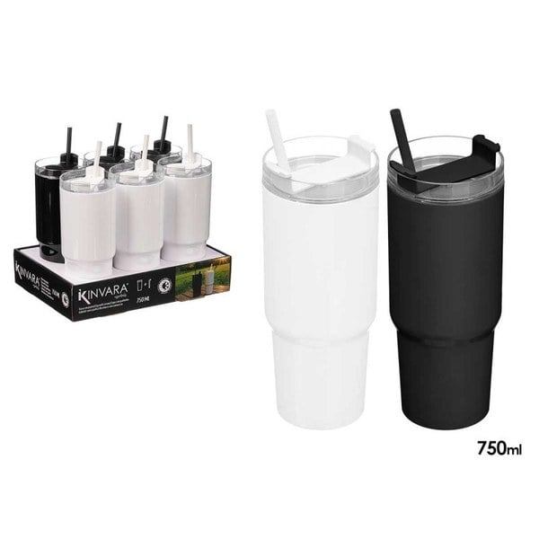 Vaso Pajita 750ml Blanco y Negro
