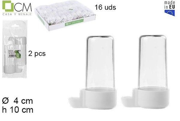 Pack 2 Bebederos Transparentes para Pájaros