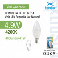 Bombilla LED C37 E14 4.9W 4200K Luz Natural