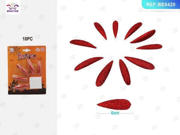 Uñas Grandes Curvas Brillantes para Halloween