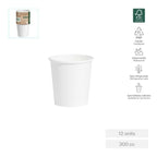 Vasos de Cartón Blanco 300cc 12 Uds FSC