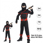 Traje de Ninja Negro y Rojo para Niños