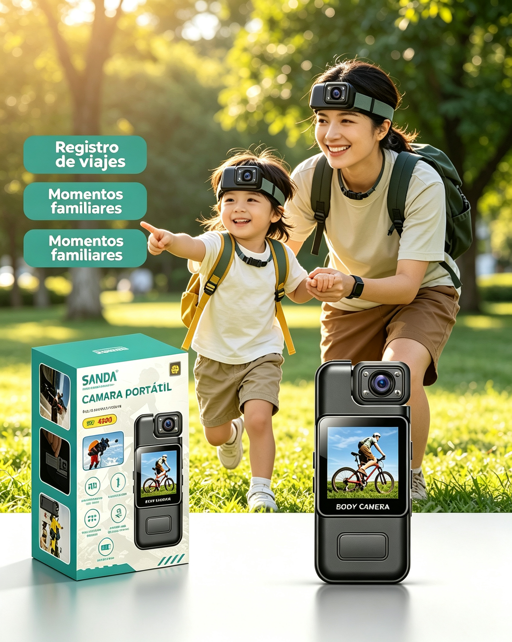 SANDA SD-4680 Cámara Corporal Portátil Body Camera – FHD Visión Nocturna
