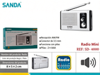 Radio Mini Portátil SANDA SD-4000 AM/FM con Altavoz