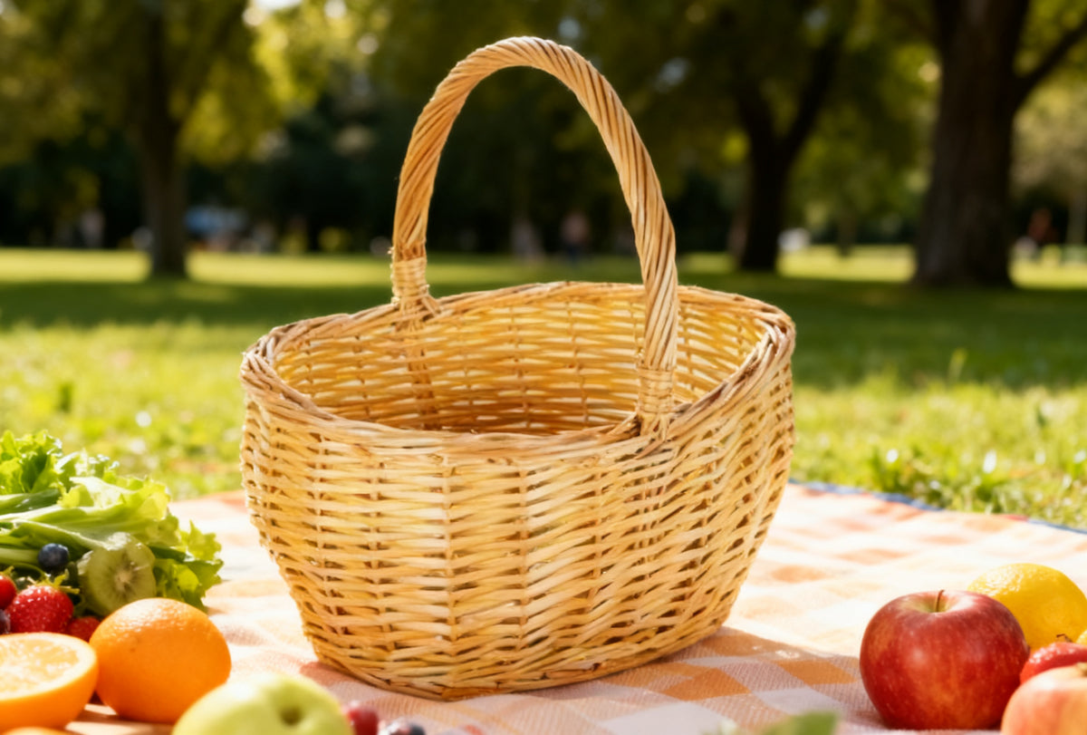 Cesta Mimbre Ovalada Miel 34x28x18/36 cm