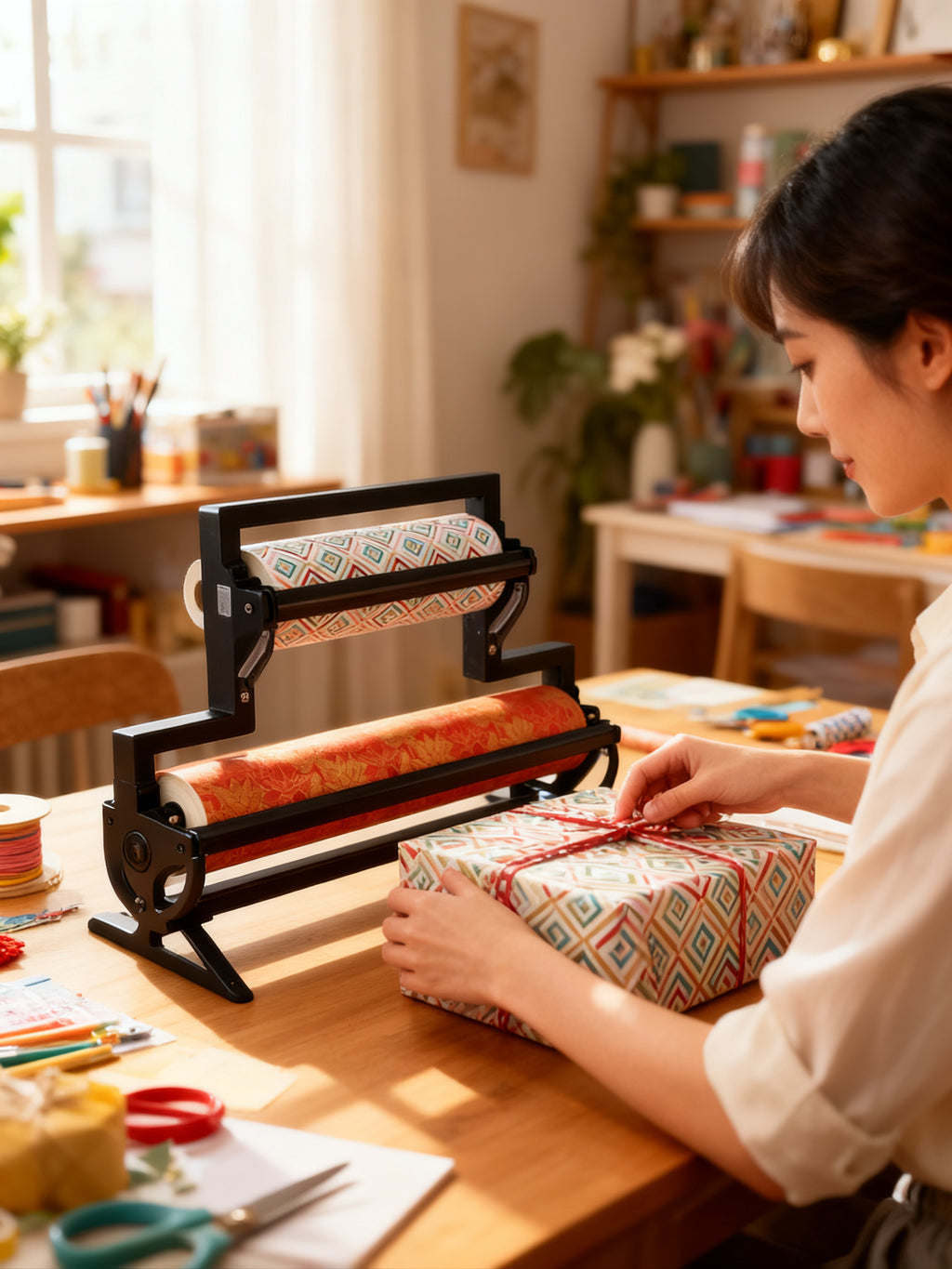 Dispensador Cortador Bobina Papel Doble 31+62cm