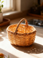 Cesta Mimbre Ovalada Miel con Asa 18x13x9/15 cm