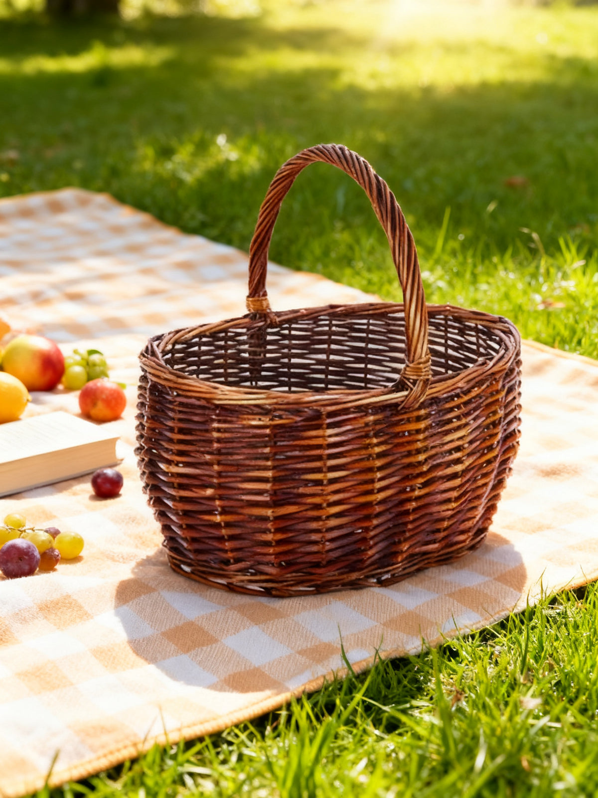 Cesta Mimbre Ovalada Caoba 42x32x21/42 cm