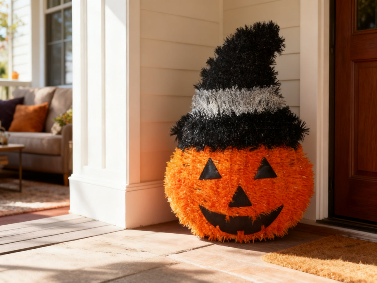 Calabaza Colgante Plana de Halloween con Sombrero 1pc