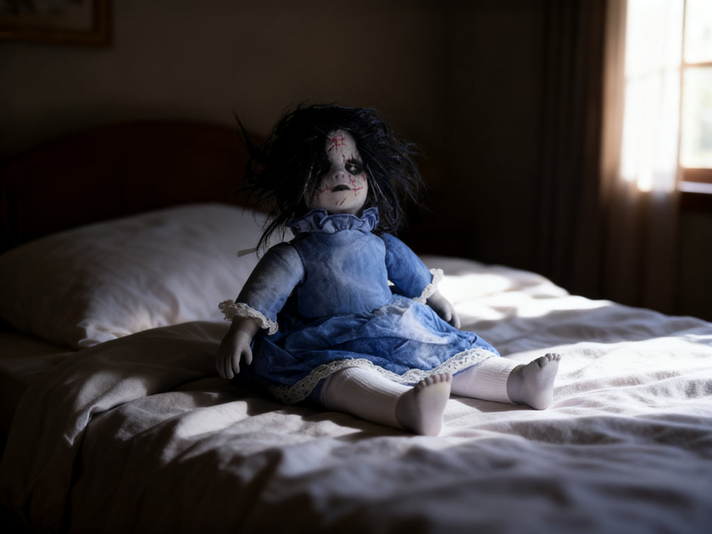 Muñeca Sentada Luminosa con Sonido Vestido Azul