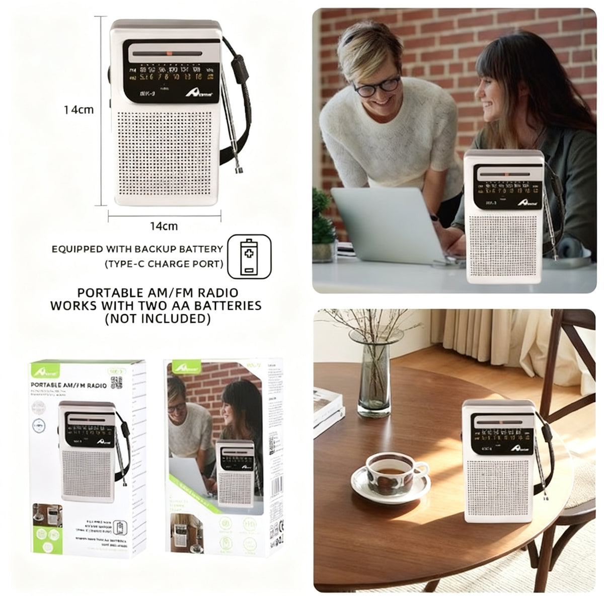 Radio AM/FM MK-9 PLATA Portátil