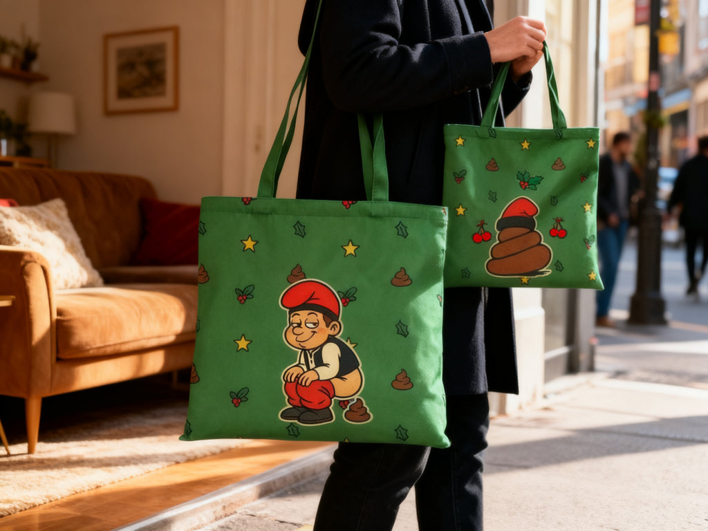 BOLSA DE TELA TOTE CAGANER NAVIDEÑA
