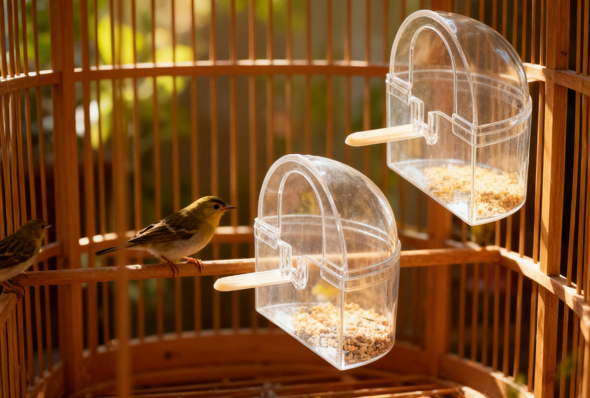 PACK 2 COMEDEROS PARA PÁJARO CON TAPA