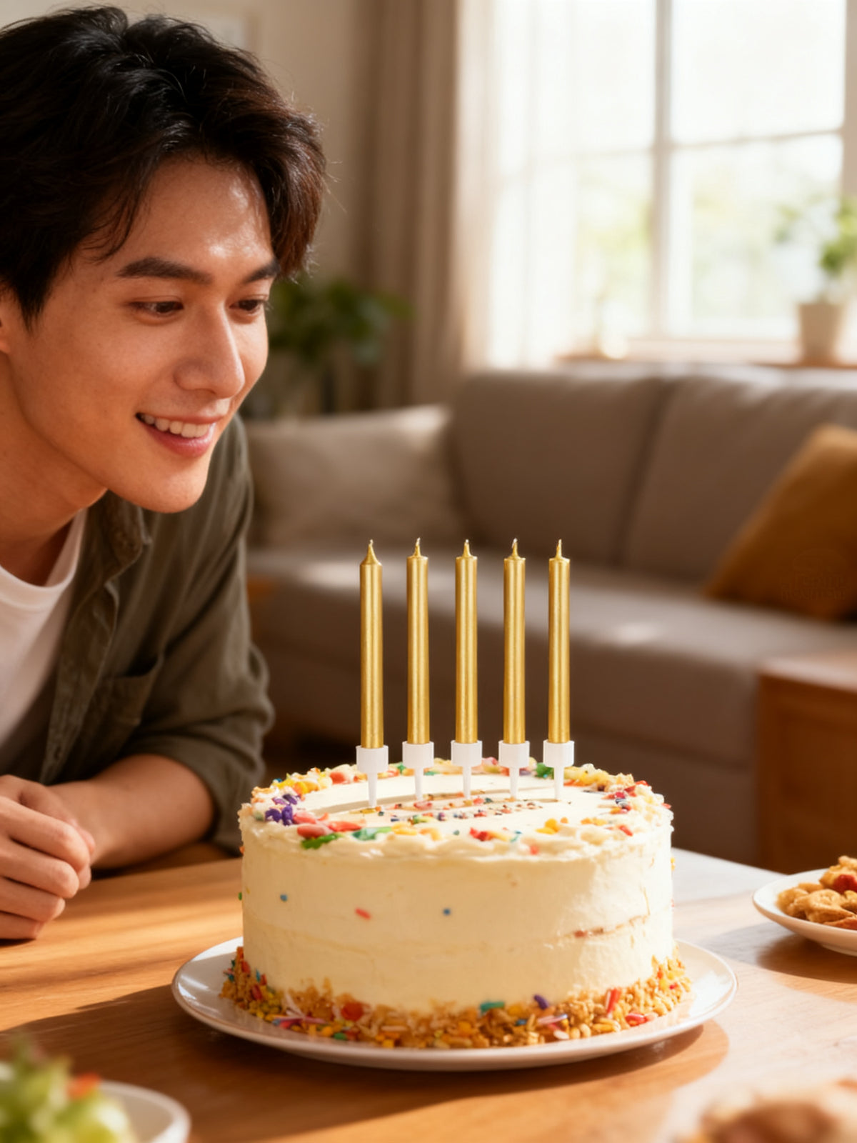Velas Doradas 7 Piezas para Cumpleaños