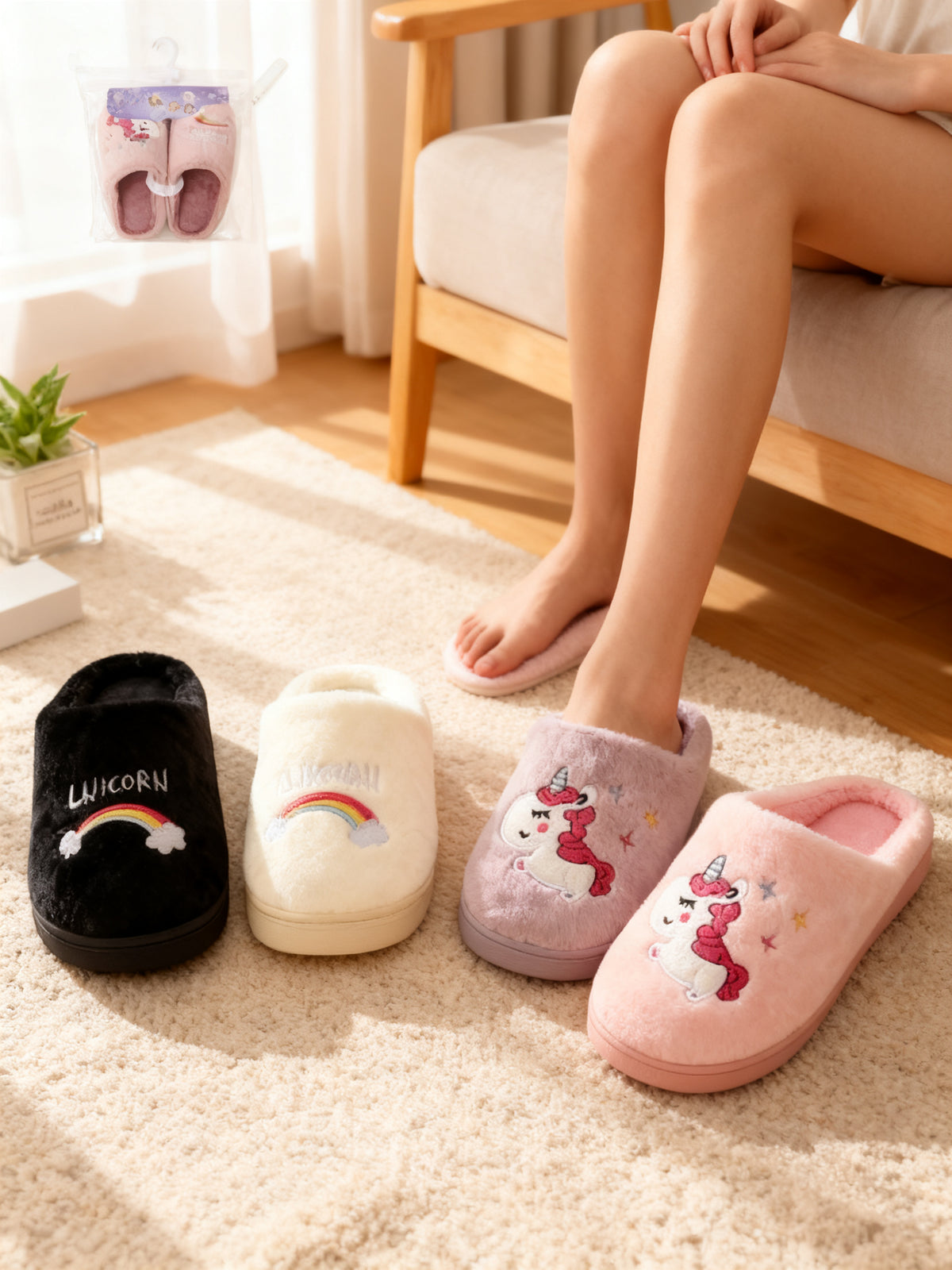 Zapatillas de casa unicornio 2119 para mujer