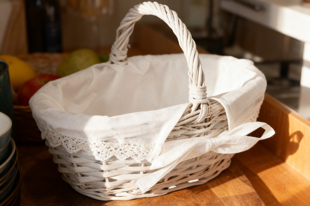 Cesta Mimbre Oval Mini con Asa