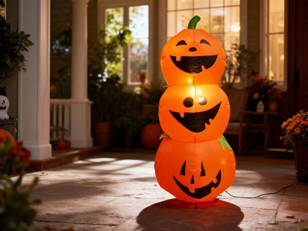Decoración Inflable Triple Calabaza con Luz