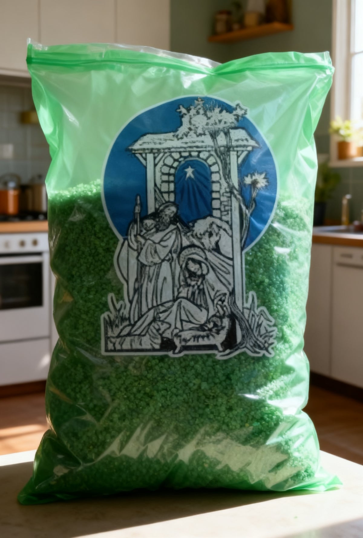 Bolsa de Serrín Verde para Decoración Navideña