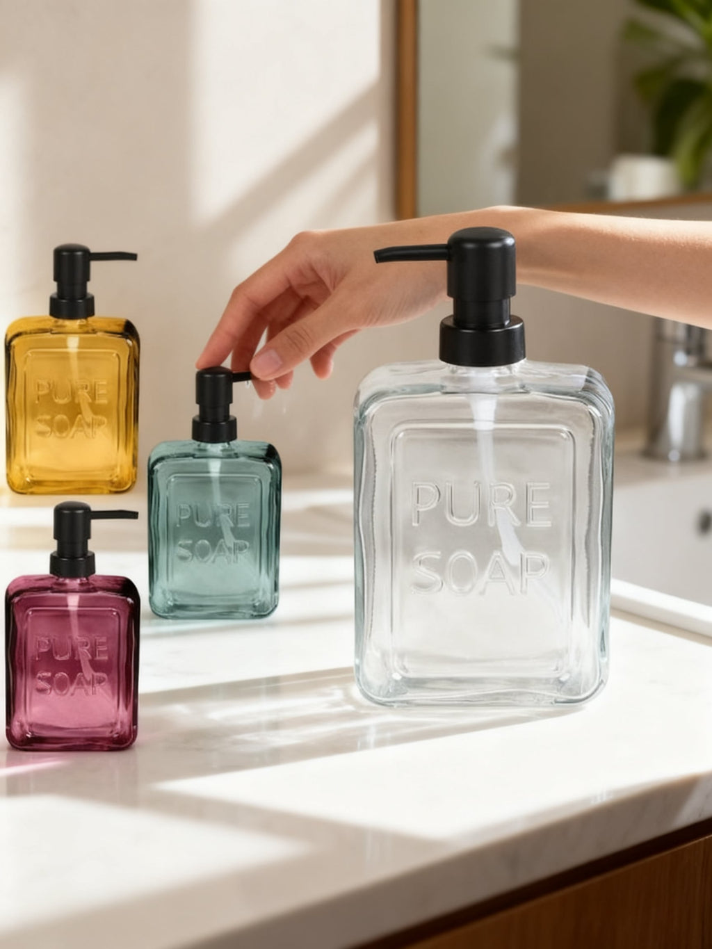 Distribuidor de Savón de Vidrio 570ml 4 Colores