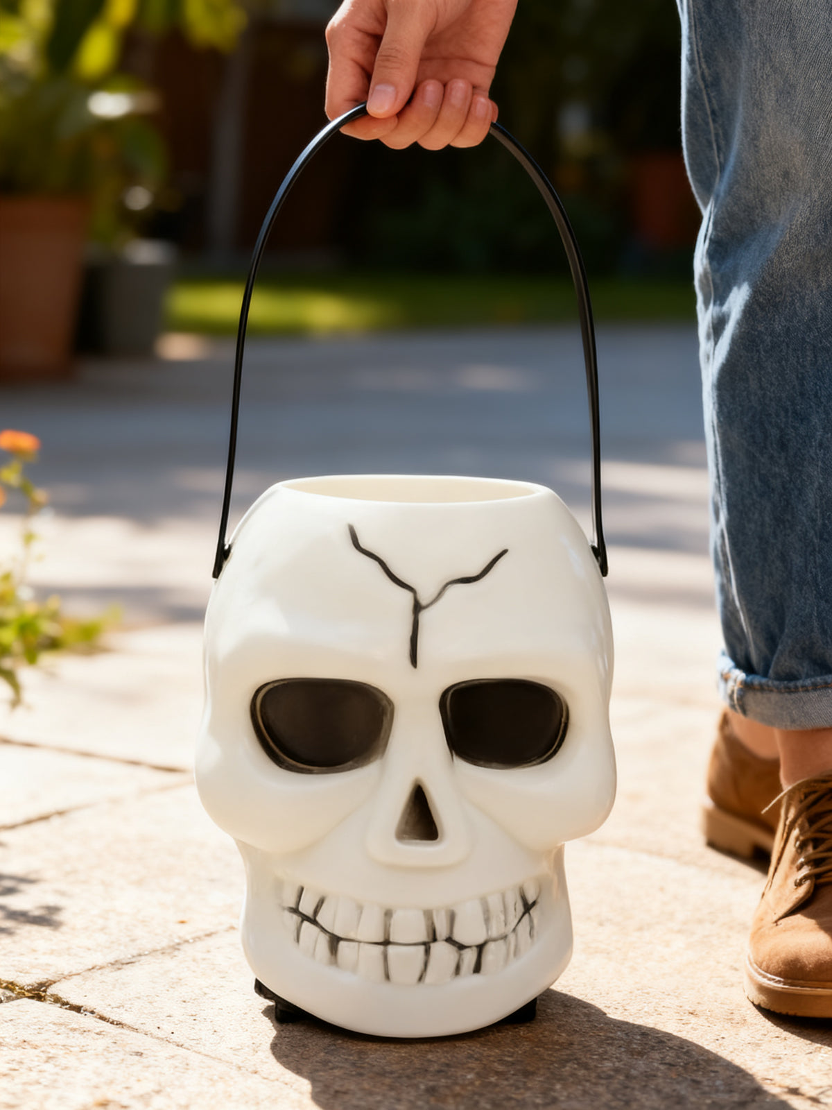 CALAVERA DE HALLOWEEN CON GYPSOPHILA (1 PIEZA)