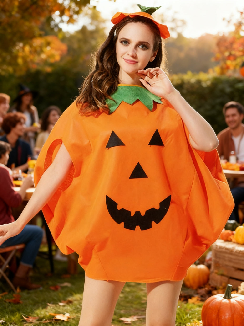 Traje de Calabaza de Fieltro para Mujer