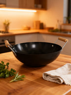 Wok 28 cm con asas de madera
