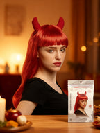 Peluza Roja con Cuernos para Halloween