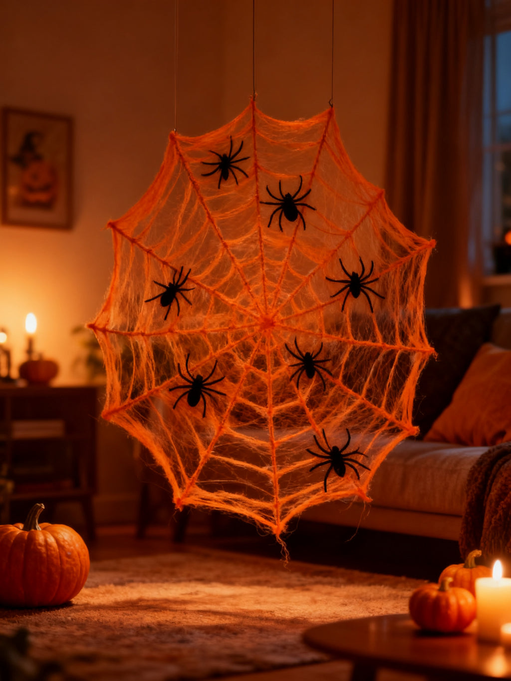 Decoración de Halloween: Red de Araña Naranja