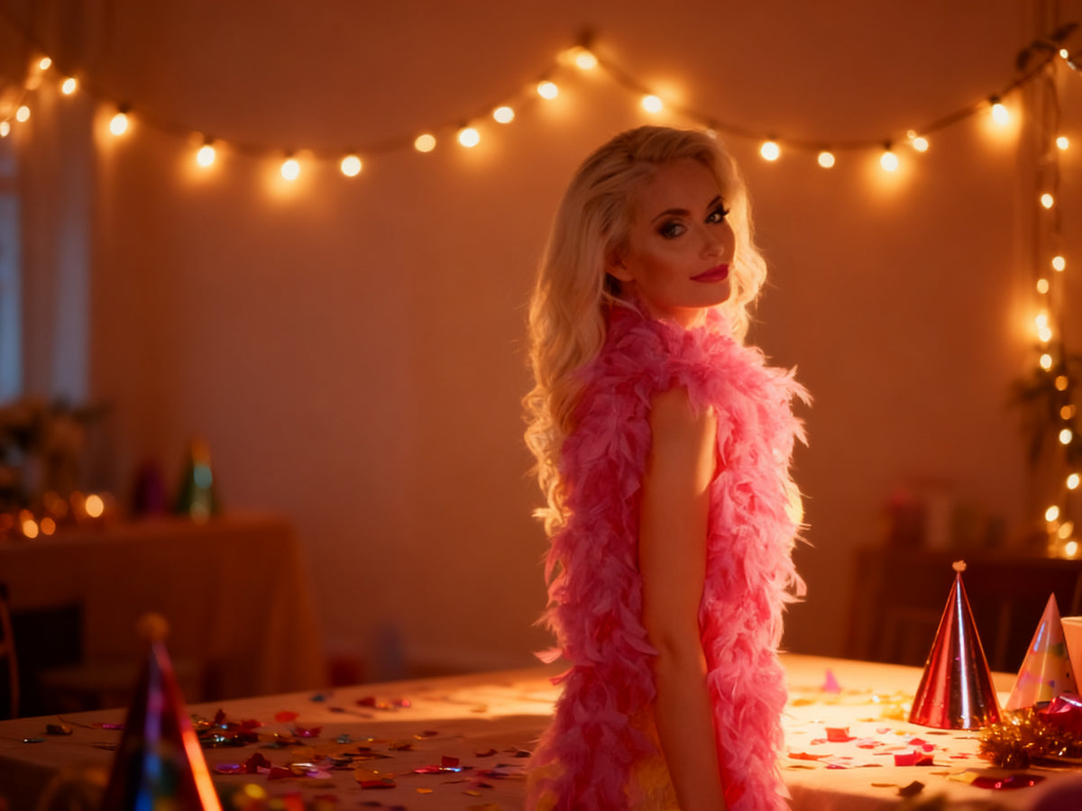 Bufanda de Plumas Rosa Claro para Halloween
