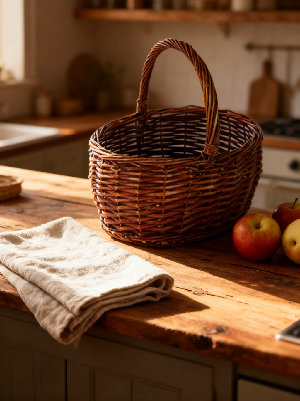 Cesta Mimbre Ovalada Caoba 27x21x14/27 cm