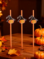 Pajillas con Calabaza Halloween 6 Piezas