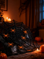 Tela de Araña Negra Halloween 100g con 10 Arañas