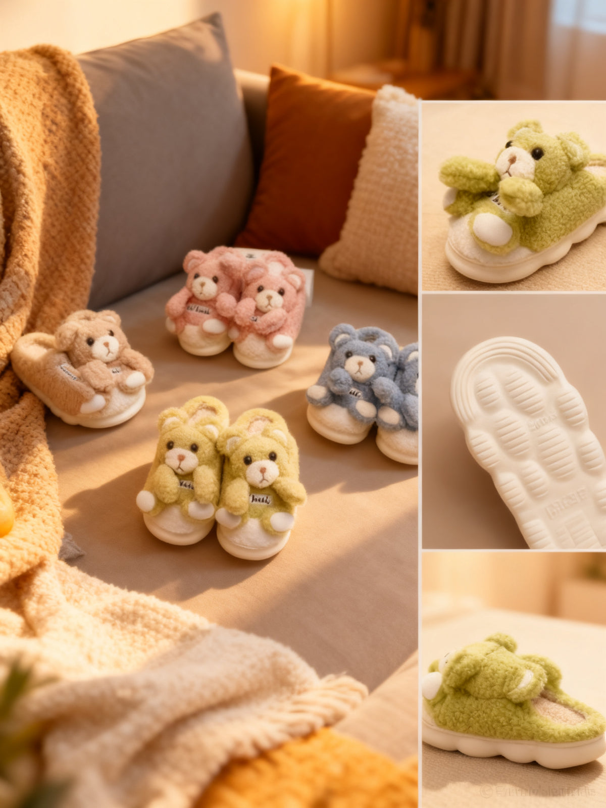 Zapatillas 2267 de Peluche con Oso