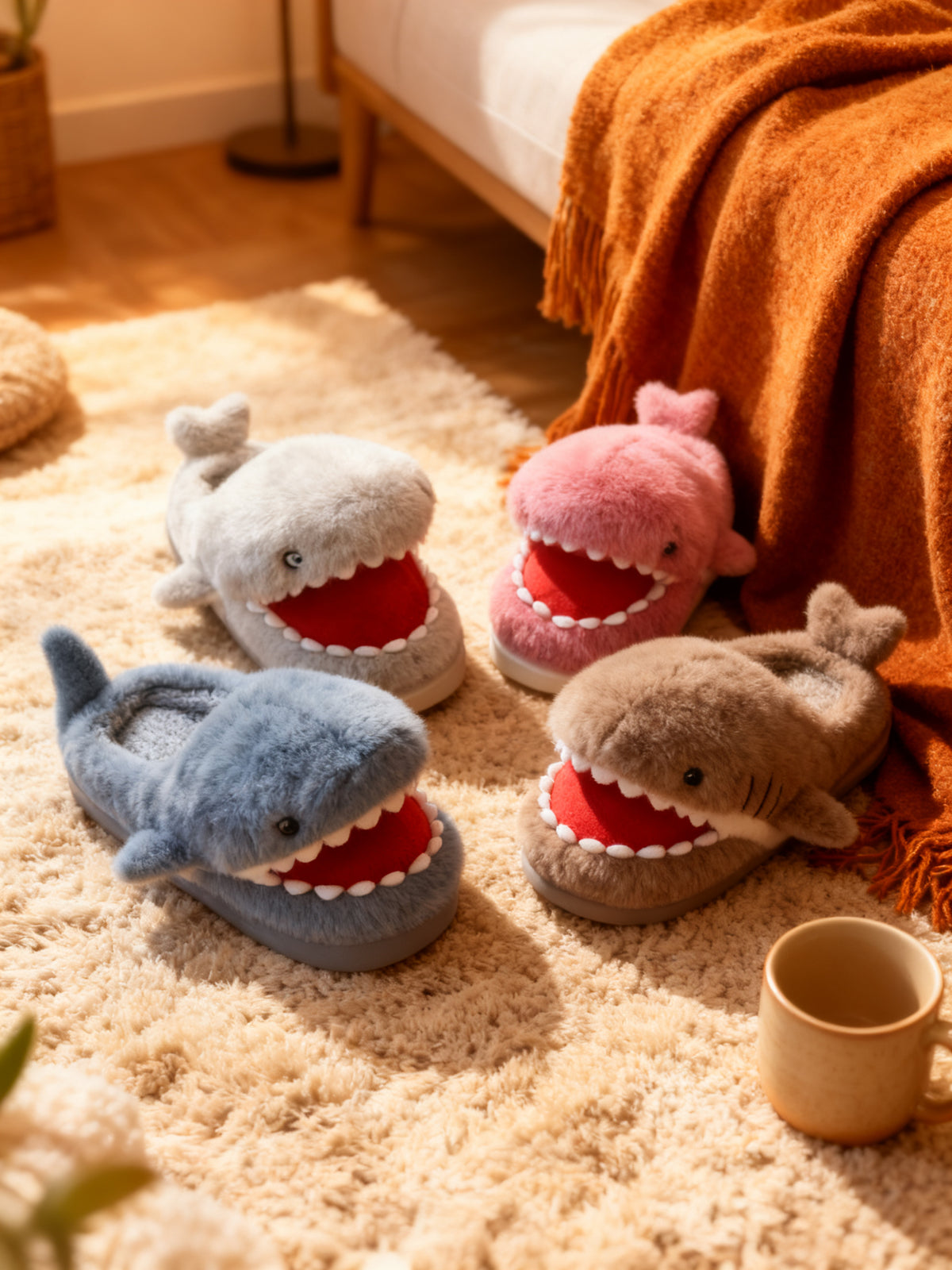 Zapatillas de Peluche Forma Tiburón 2282