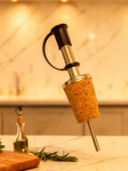 VERTEDOR MADERA ACERO INOX PARA BOTELLA